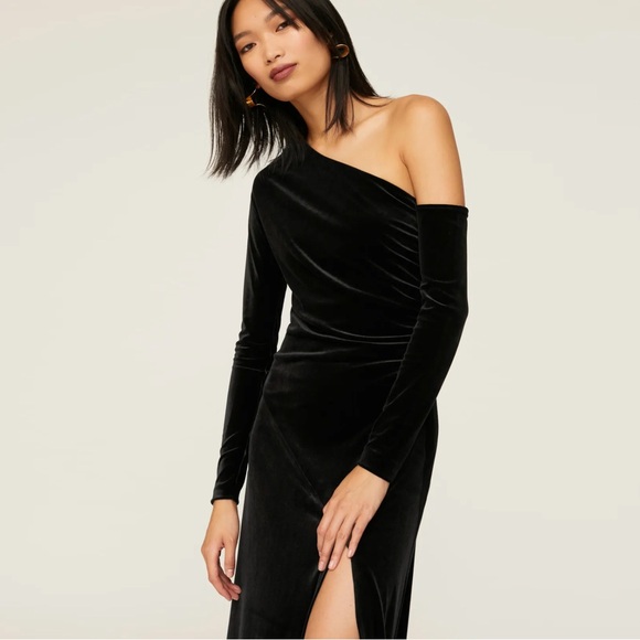 Donna Karan New York asymmetric long sleeve velvet gown - Picture 4 of 10